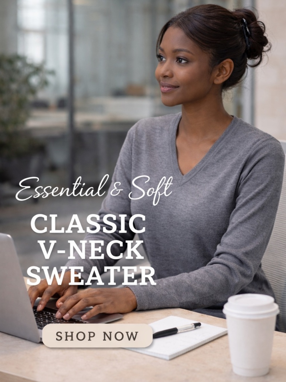 Kirkland Signature Dark Charcoal Merino V-Neck Sweater